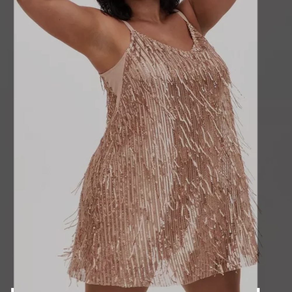 Torrid Rose Gold spaghetti strap mini sequin dress